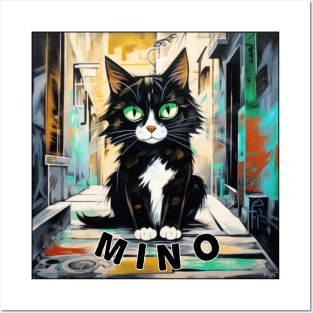 "Mino the Alluring: Elegance of the Black Cat in Modern Style" Posters and Art